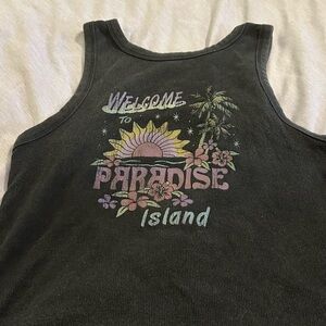 "Welcome to Paradise Island" Ribbed Tank Top